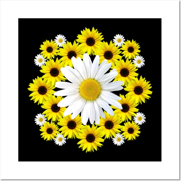 sunflowers with daisy flower floral daisies pattern Wall Art by rh_naturestyles